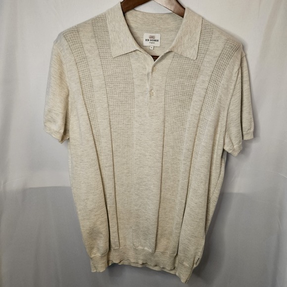 Ben Sherman Other - Ben Sherman Sweater Polo Men XL Cream Knit Short Sleeve Mod Retro Country Club
